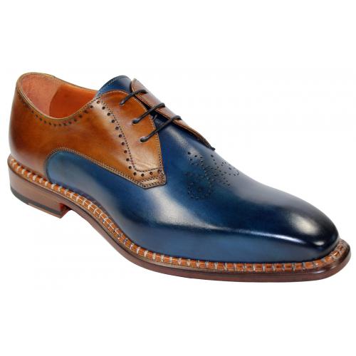 Emilio Franco 04 Blue / Cognac Genuine Calf Leather Shoes.